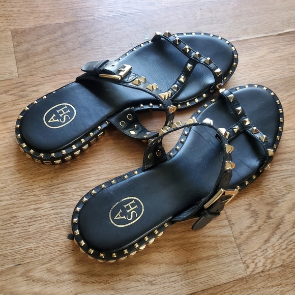 ASH Black Studded Woman Sandals Size 38 (7.5) - Picture 6 of 6